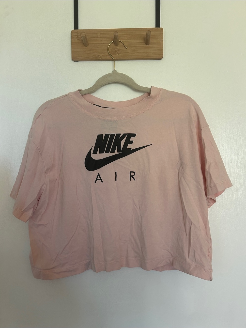 Nike Pink Short Sleeve Crop Tee with Black Logo